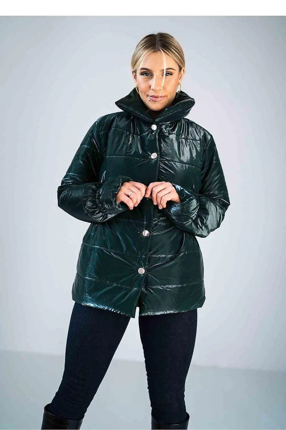 Figl high collar quilted hip-length jacket - Honesty Sales