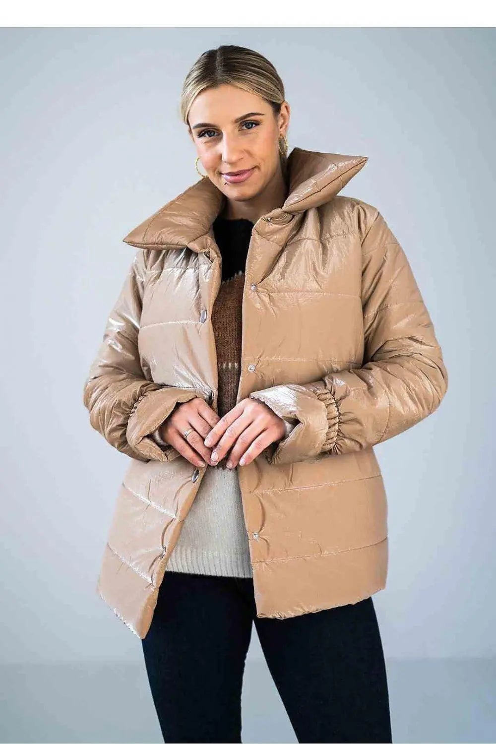 Figl high collar quilted hip-length jacket - Honesty Sales
