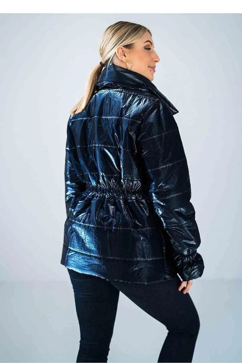 Figl high collar quilted hip-length jacket - Honesty Sales