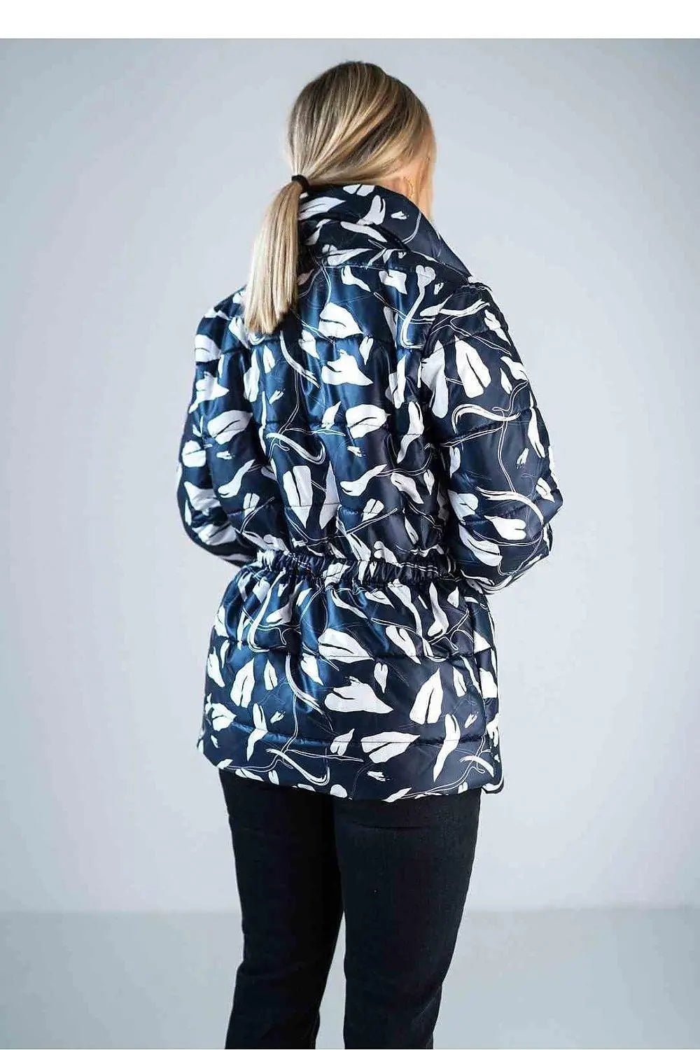 Figl high collar quilted hip-length jacket - Honesty Sales