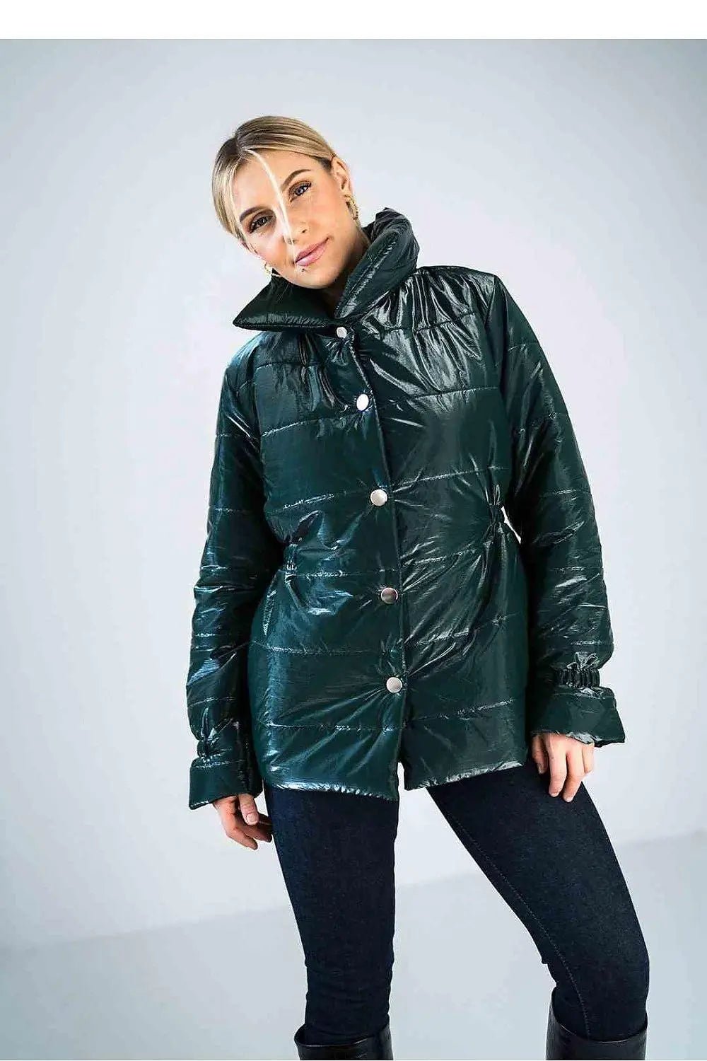 Figl high collar quilted hip-length jacket - Honesty Sales