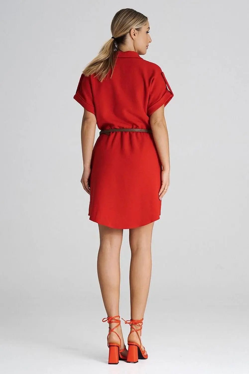 Figl Loose-Fit Daydress with Collar and Short Sleeves - Honesty Sales