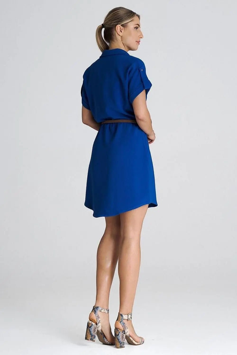 Figl Loose-Fit Daydress with Collar and Short Sleeves - Honesty Sales