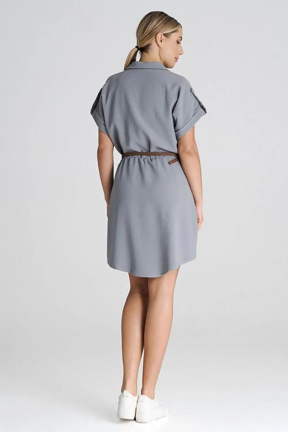 Figl Loose-Fit Daydress with Collar and Short Sleeves - Honesty Sales
