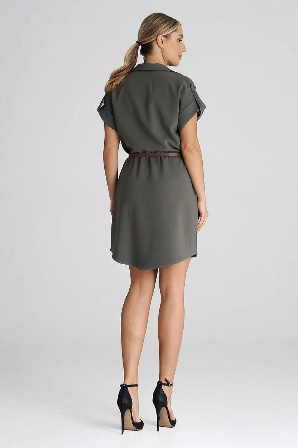 Figl Loose-Fit Daydress with Collar and Short Sleeves - Honesty Sales