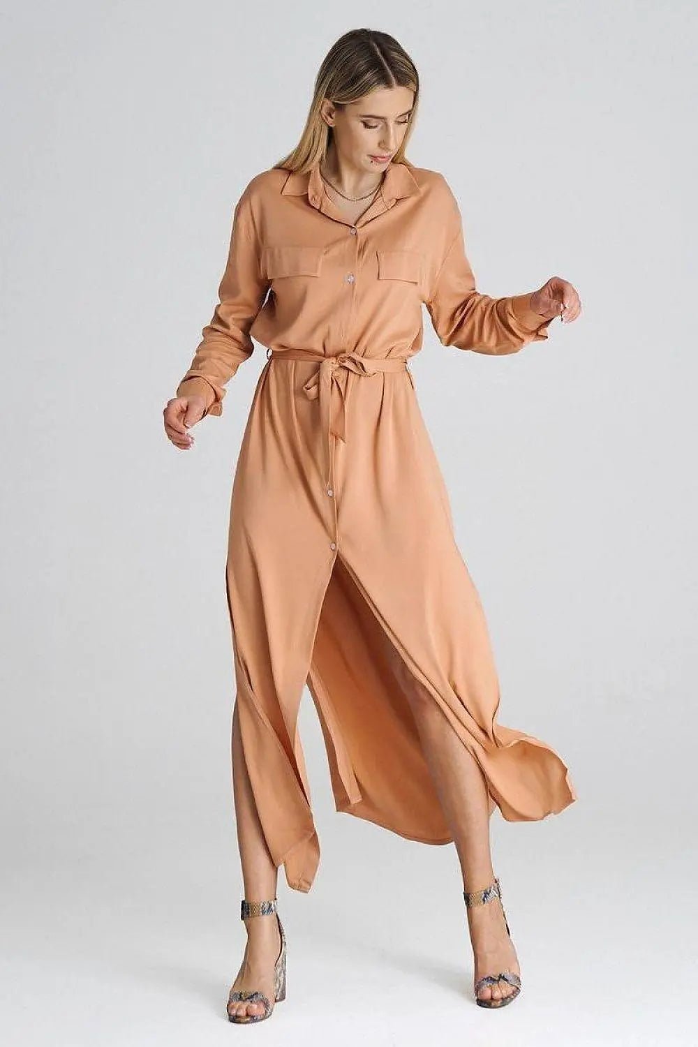 Figl Maxi Shirt Daydress with Collar - Honesty Sales