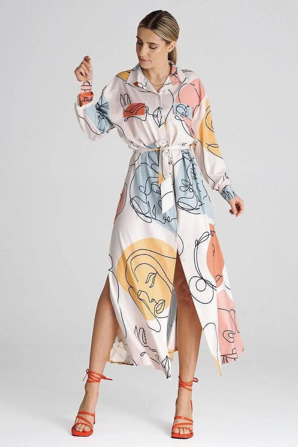 Figl Maxi Shirt Daydress with Collar - Honesty Sales