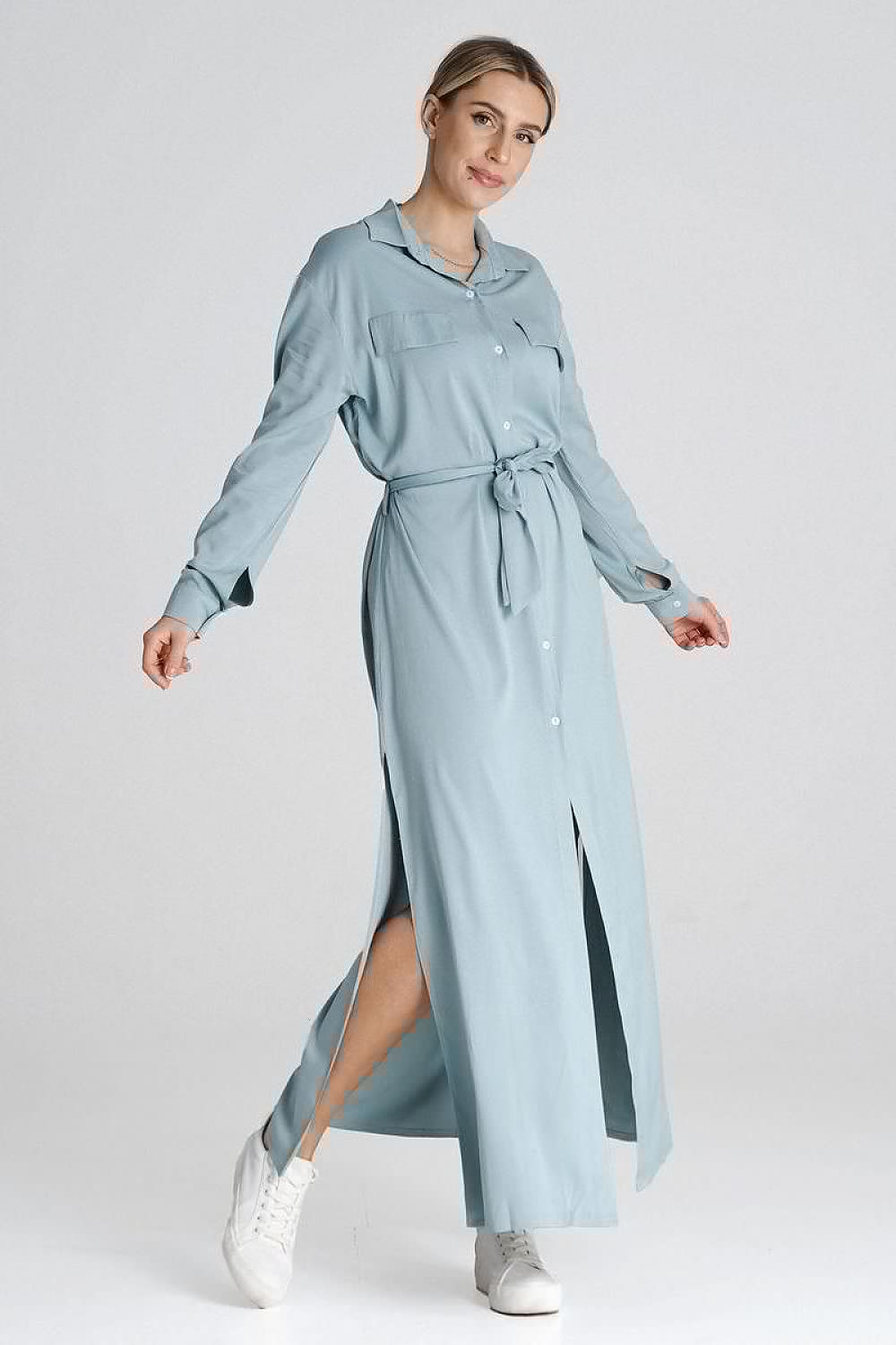 Figl Maxi Shirt Daydress with Collar - Honesty Sales
