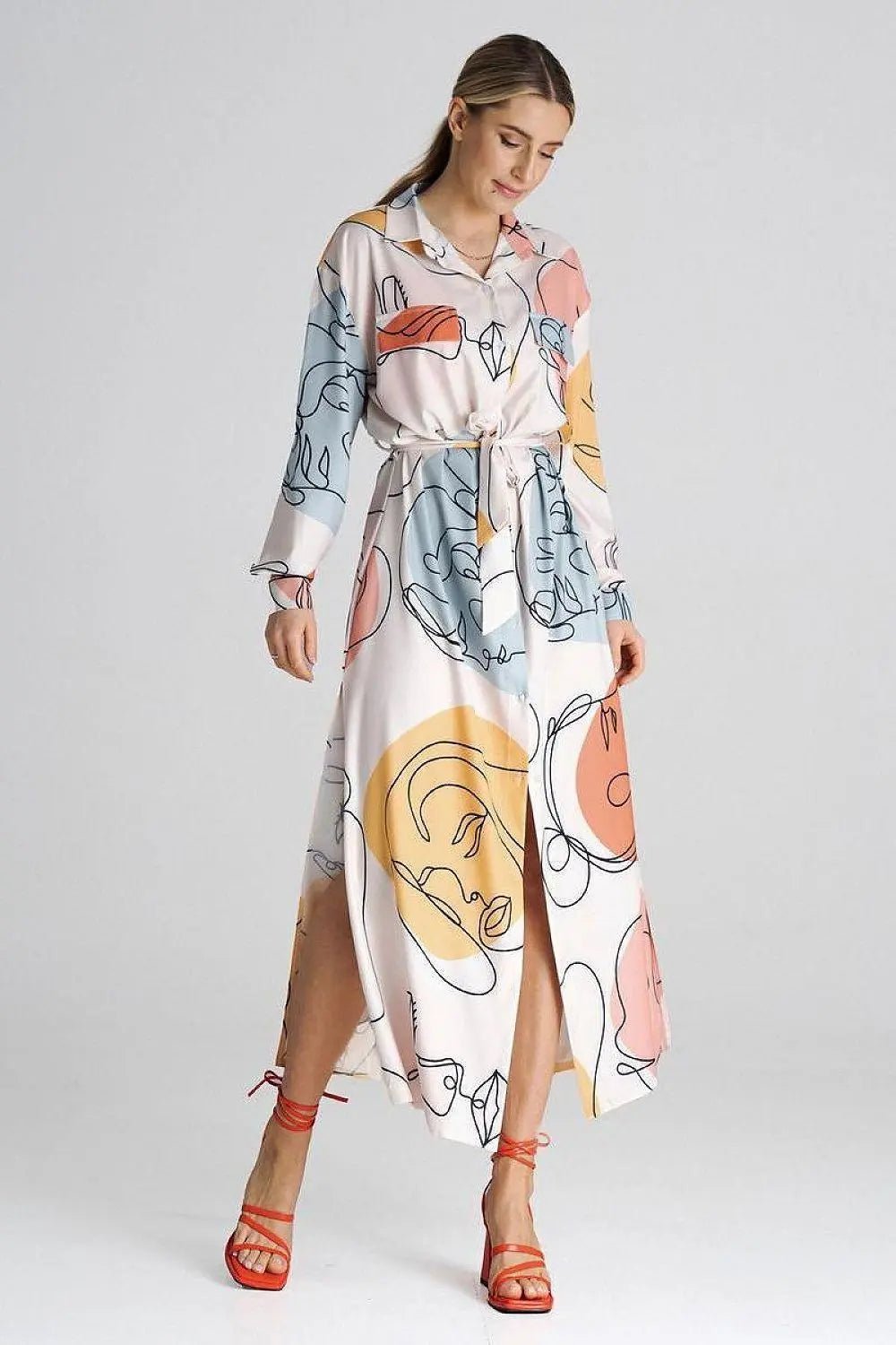 Figl Maxi Shirt Daydress with Collar - Honesty Sales