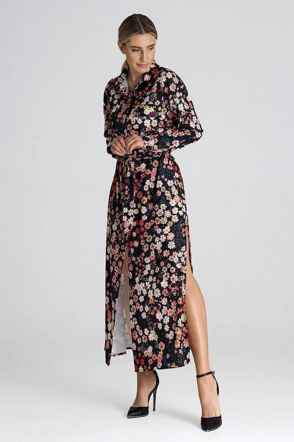 Figl Maxi Shirt Daydress with Collar - Honesty Sales