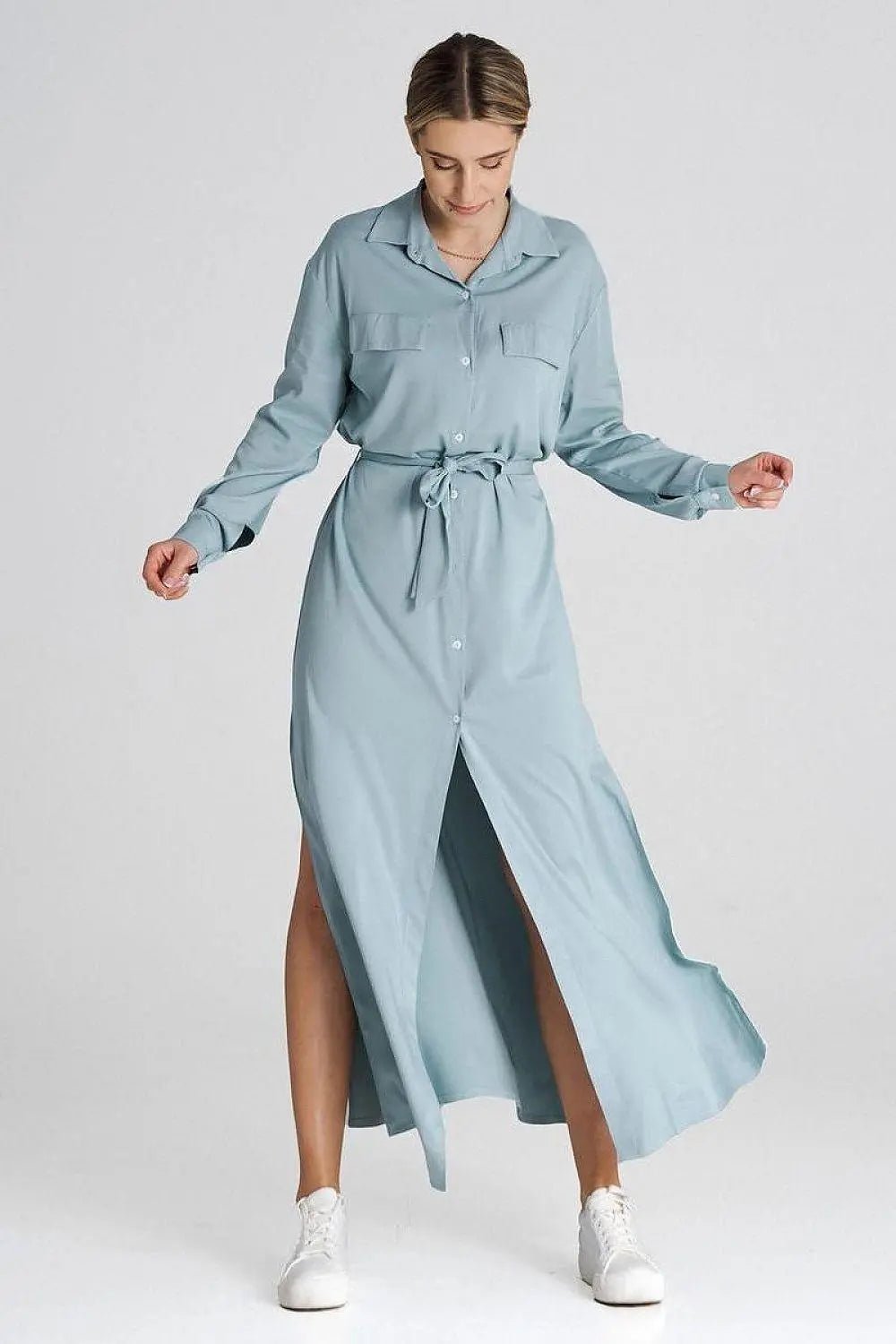 Figl Maxi Shirt Daydress with Collar - Honesty Sales