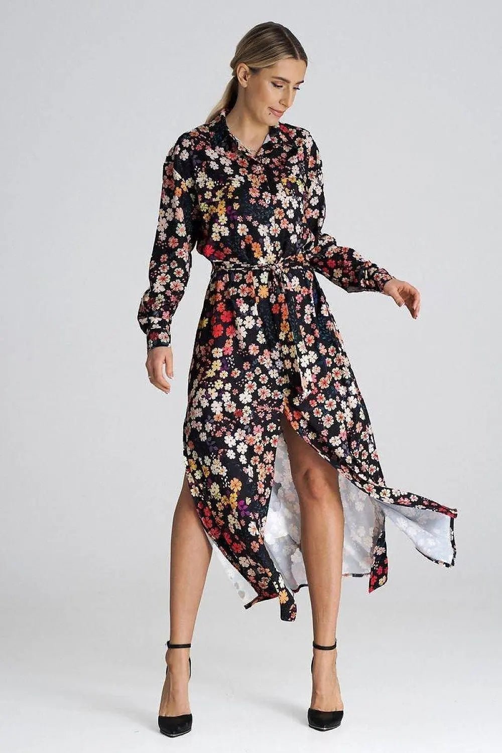 Figl Maxi Shirt Daydress with Collar - Honesty Sales