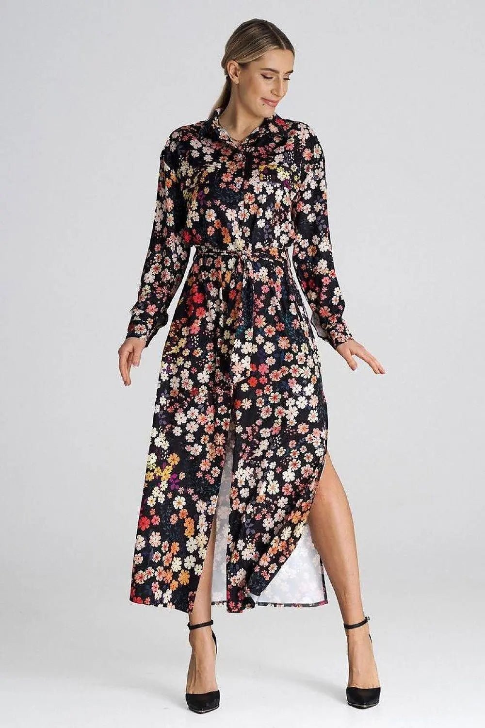 Figl Maxi Shirt Daydress with Collar - Honesty Sales