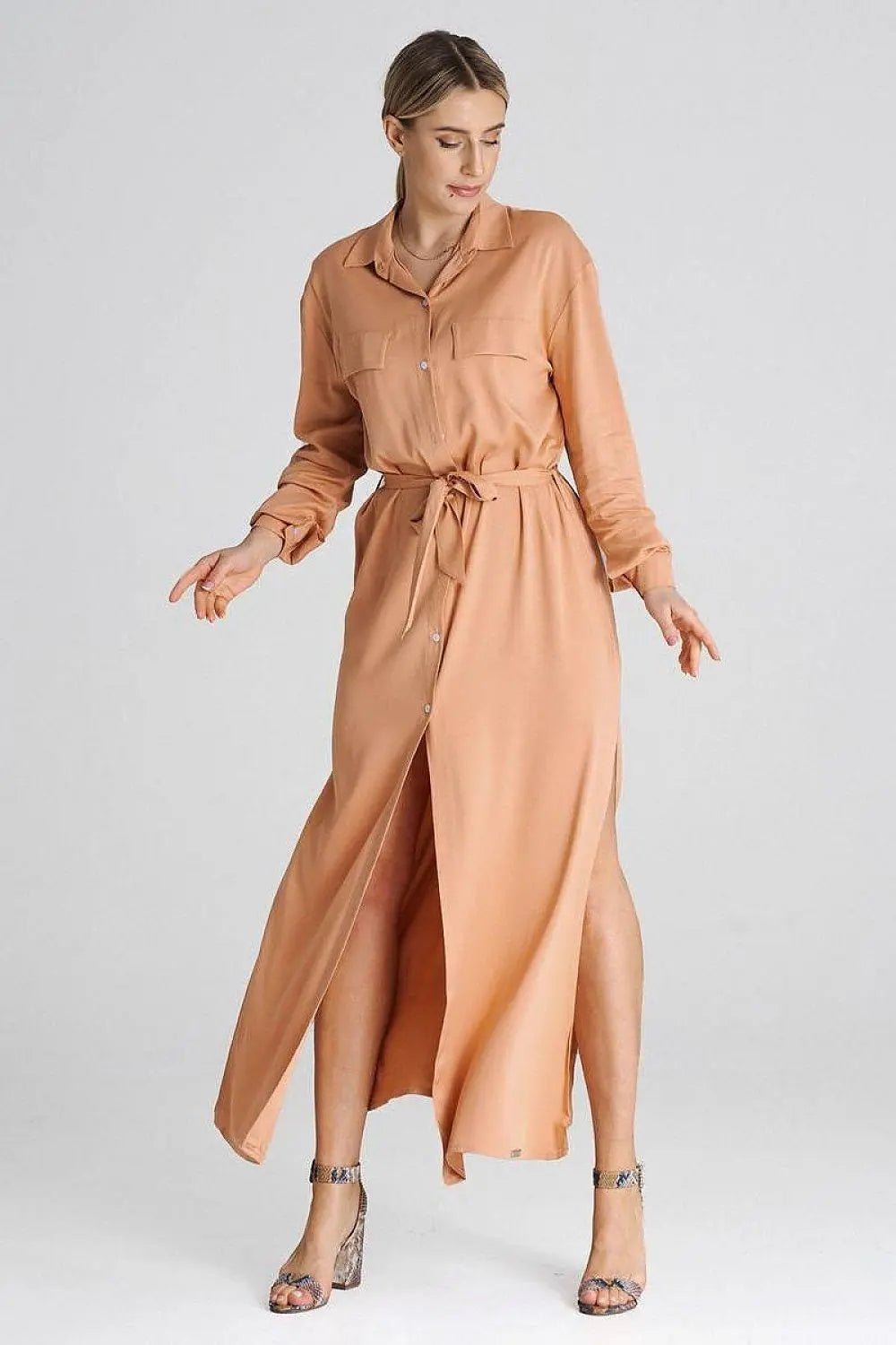 Figl Maxi Shirt Daydress with Collar - Honesty Sales