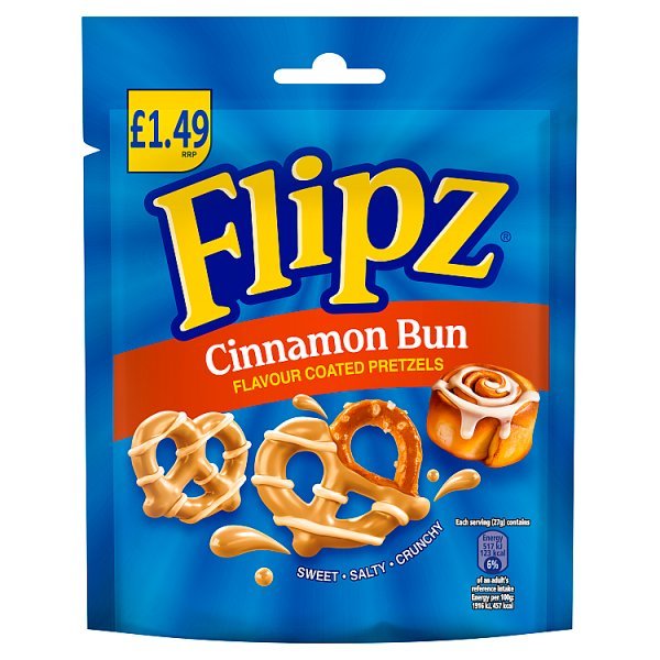 Flipz Cinnamon Bun Flavour Coated Pretzel Snacks 80g (12 x 80g) - Honesty Sales