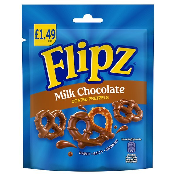Flipz Milk Chocolate Coated Pretzel Snacks 80g (12 x 80g) - Honesty Sales