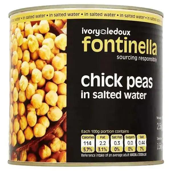 Fontinella Chick Peas in Salted Water 2.5kg (Drained Weight 1.5kg) - Honesty Sales