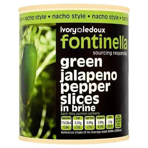 Fontinella Green Jalapeno Pepper Slices in Brine 800g (Drained Weight 450g) - Honesty Sales