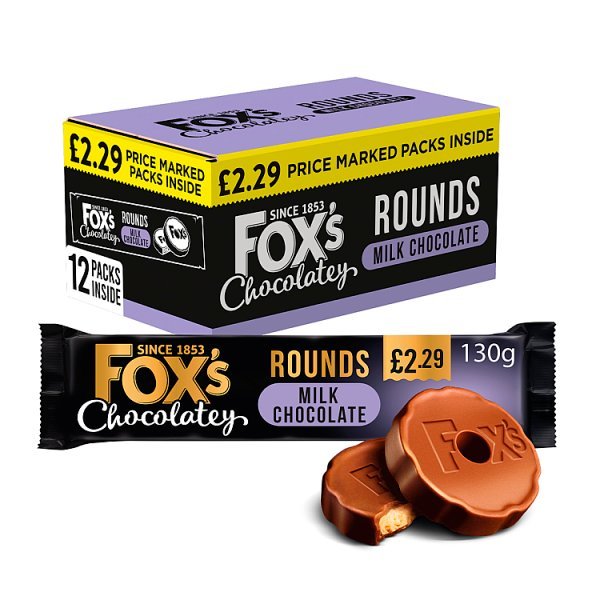 Fox's Fabulous Chocolatey Milk Chocolate Rounds 130g (12 x 130g) - Honesty Sales
