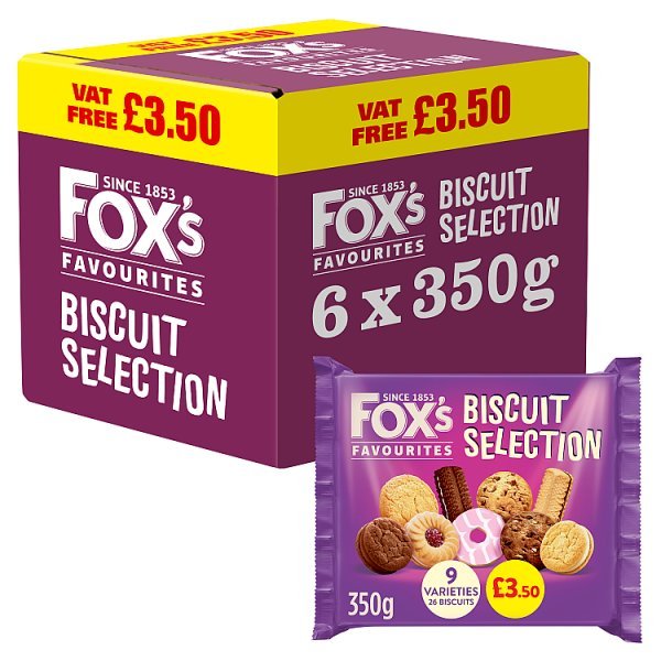 Fox's Favourites 9 Varieties Biscuit Selection 350g (6 x 350g) - Honesty Sales