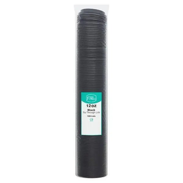 FyNite 100 Black Sip Through Lids 12oz - Honesty Sales