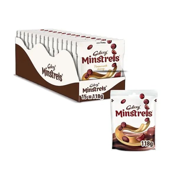 Galaxy Minstrels Milk Chocolate Buttons Pouch Bag 118g (Case of 15) - Honesty Sales
