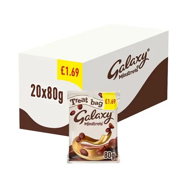 Galaxy Minstrels Milk Chocolate Treat Bag 80g (Cse of 20) - Honesty Sales