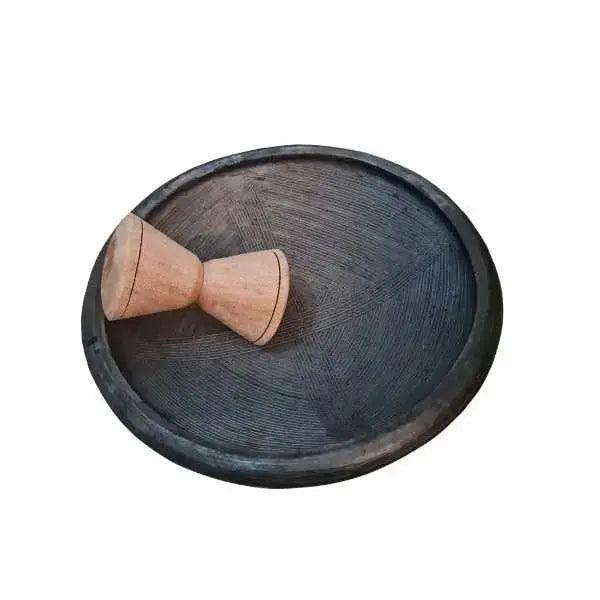 Ghanaian traditional earthen clay mortar ( Asanka ) with Wooden Pestle - Honesty Sales