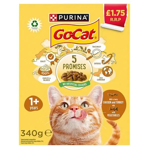 GO - CAT Chicken and Turkey Dry Cat Food 340g (Case of 6) - Honesty Sales