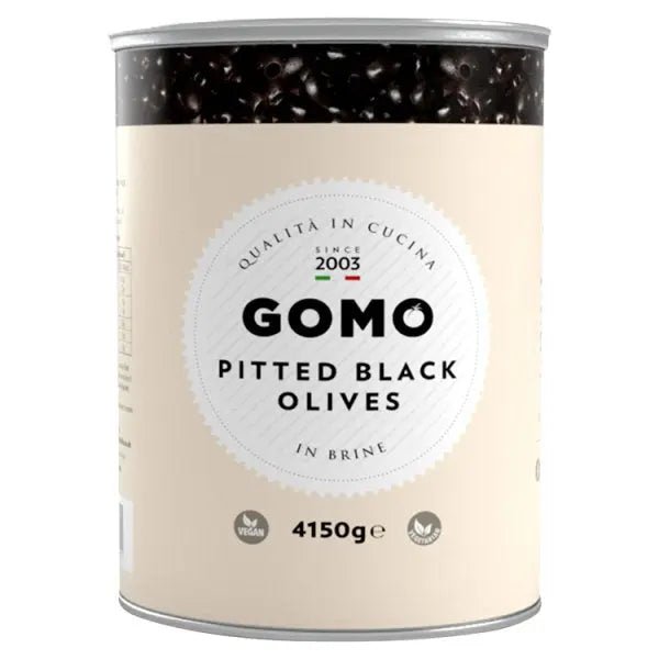 Gomo Pitted Black Olives 4150g - Honesty Sales