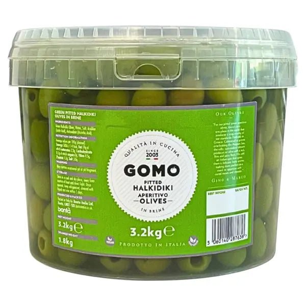 Gomo Pitted Halkidiki Aperitivo Olives in Brine 3.2kg - Honesty Sales