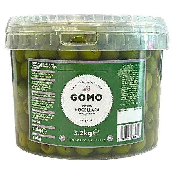 Gomo Pitted Nocellara Olives in Brine 3.2kg - Honesty Sales