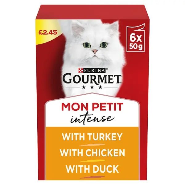 GOURMET Mon Petit Meaty Variety Duck, Chicken, Turkey Wet Cat Food 6x50g (Case of 8) - Honesty Sales