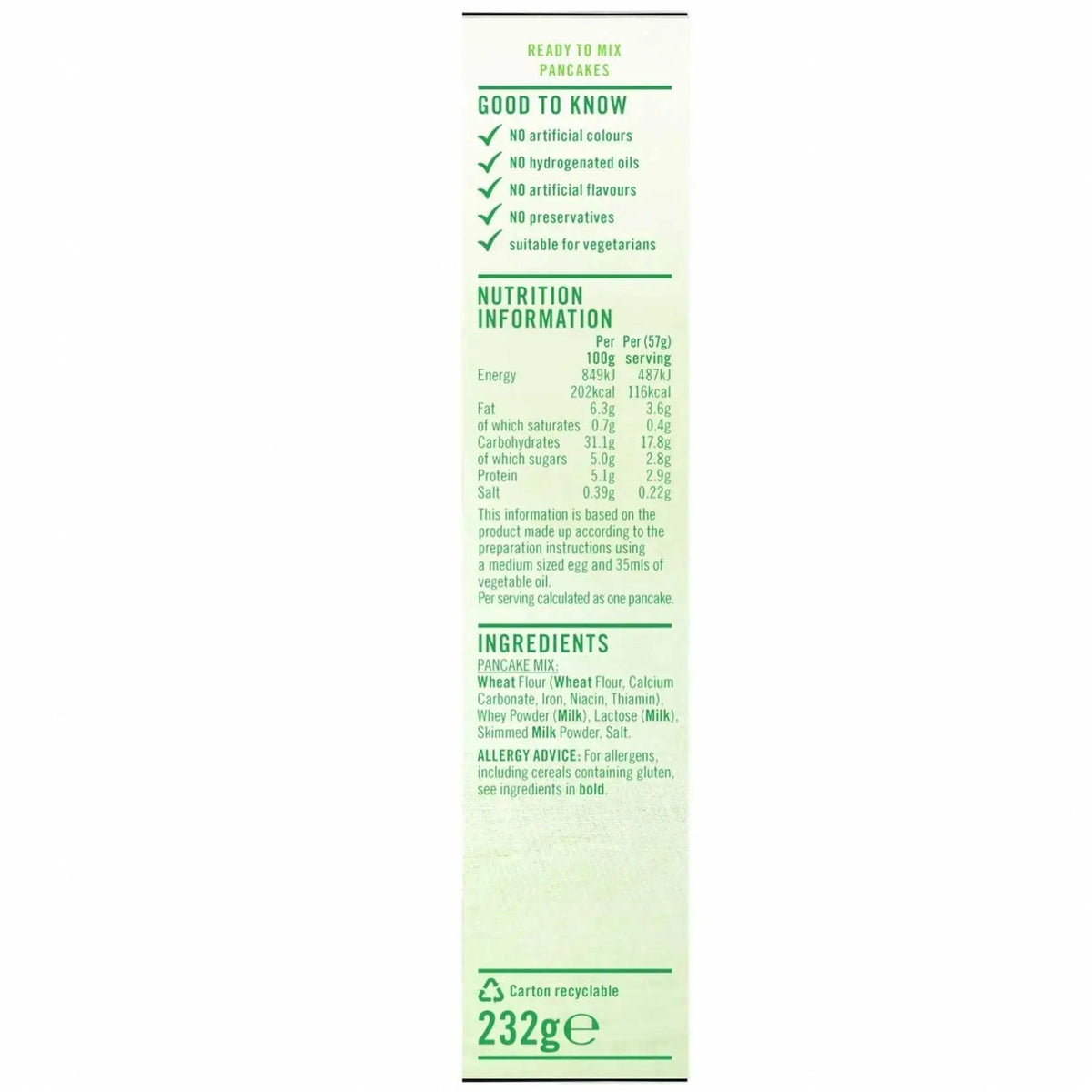 Greens Pancake Mix Achieve pancake ( Case of 6) - Honesty Sales