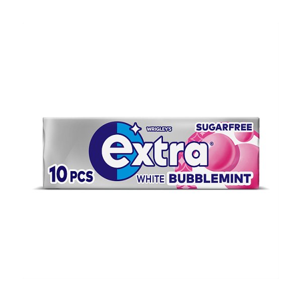 Extra White Bubblemint Chewing Gum Sugar Free 10 Pieces (Case of 30) - Honesty Sales U.K