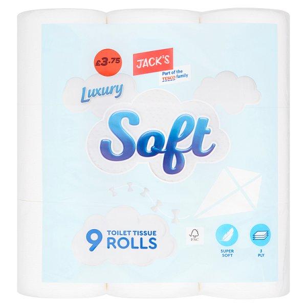 Jack's Luxury Soft Toilet Tissue 9 Rolls (Case of 5) - Honesty Sales U.K