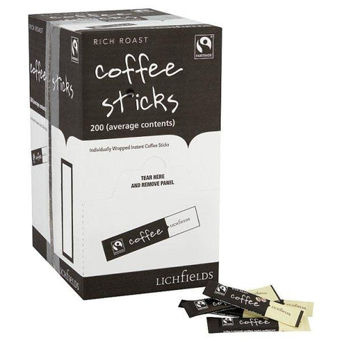 Lichfields Fairtrade Rich Roast Coffee Sticks 400g (200 x 2g) - Honesty Sales U.K