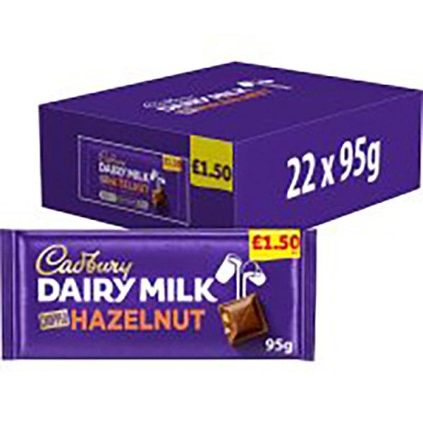 Cadbury Dairy Milk Chopped Hazelnut Chocolate Bar 95g (Case of 22) - Honesty Sales U.K