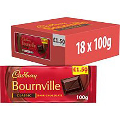 Cadbury Bournville Classic Dark Chocolate Bar 100g (Case of 18) - Honesty Sales U.K