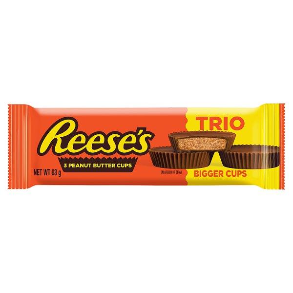 Reese's Milk Chocolate and Peanut Butter Cups, Trio (3 Pack), 63g (Case of 40) - Honesty Sales U.K