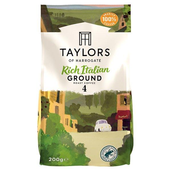 Taylors of Harrogate Rich Italian Ground Roast Coffee 200g (Case of 6) - Honesty Sales U.K