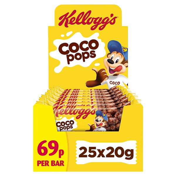 Kellogg's Coco Pops Cereal Snack Bar 20 x 20g (Case of 25) - Honesty Sales