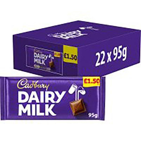 Cadbury Dairy Milk Chocolate Bar 95g (Case of 22) - Honesty Sales U.K