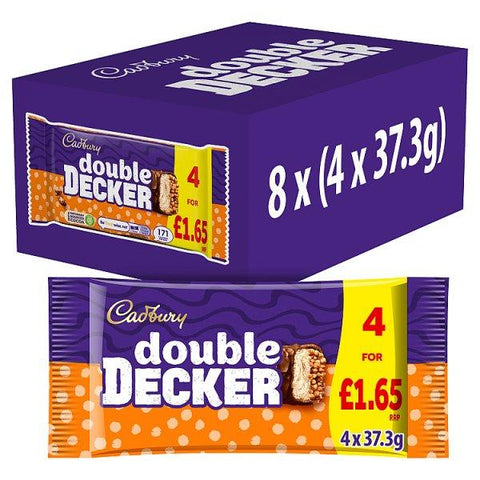 Cadbury Double Decker Chocolate Bar 4 Pack Multipack 149.2g (Case of 8) - Honesty Sales U.K