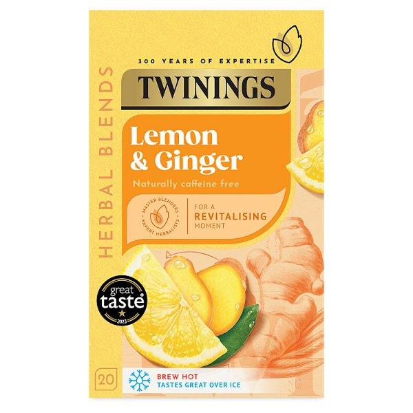 Twinings Lemon & Ginger 20 Tea Bags 30g (Case of 4) - Honesty Sales U.K