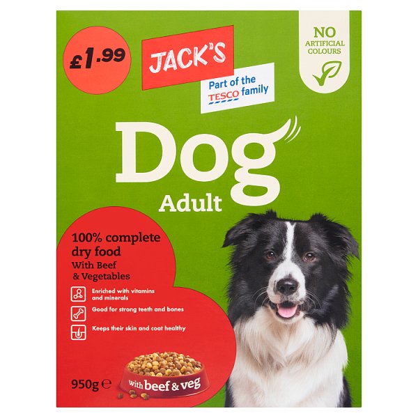 Jack's Adult Dog Food with Beef & Veg 950g (Case of 5)