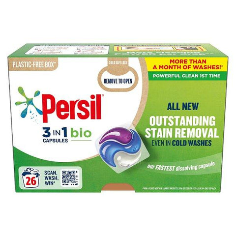 Persil 3 in 1 Washing Capsules Bio 26 Washes (Case of 3) - Honesty Sales U.K