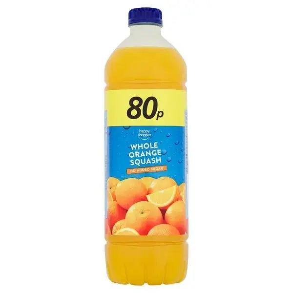 Happy Shopper No Added Sugar Whole Orange Squash 1 Litre (Case of 12) - Honesty Sales