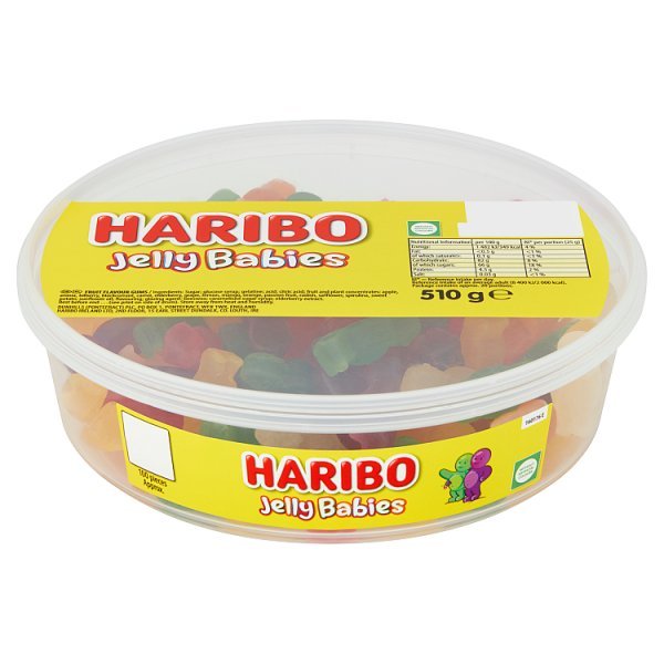 HARIBO Jelly Babies Sweets Tub 510g (1 x 100pc) - Honesty Sales