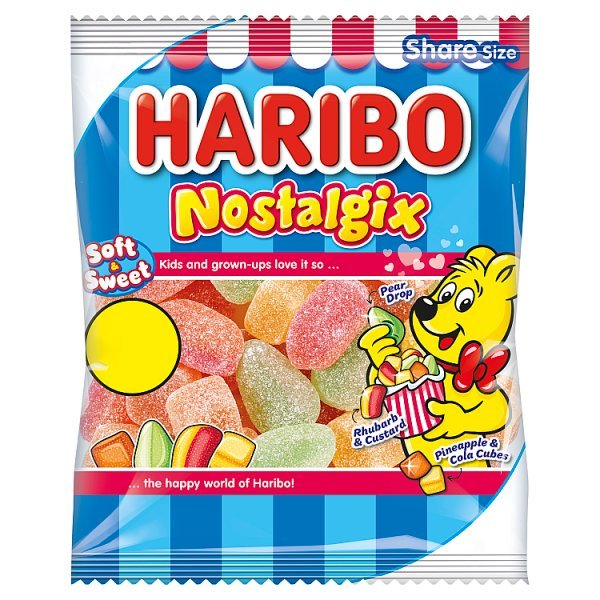 HARIBO Nostalgix Sugar Coated Fruit & Cola Flavour Jelly Sweets 140g (12 x 140g) - Honesty Sales